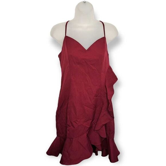 AQUA Ruffle Dress in Raspberry size Medium - Picture 1 of 6